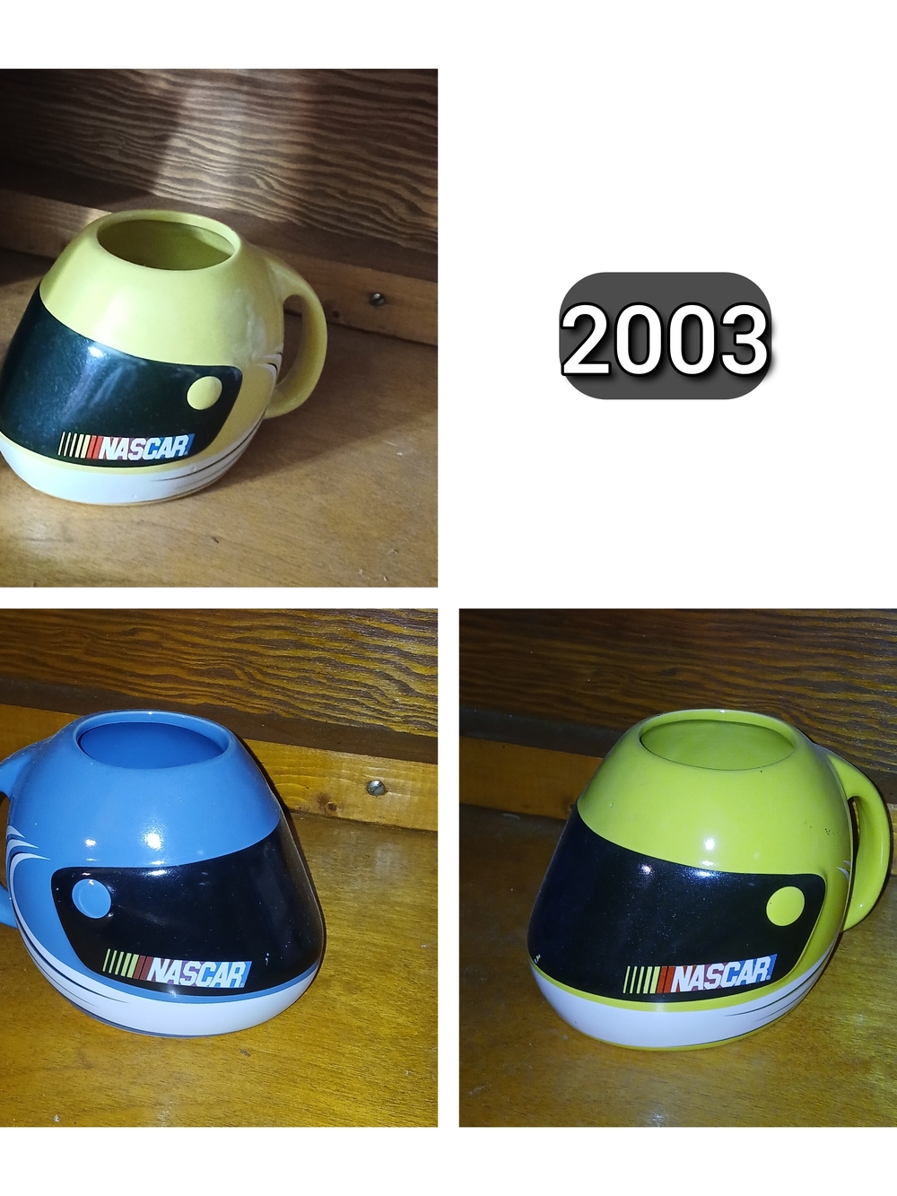NASCAR Helmet Mug - Yellow & Blue Bundle Of 3